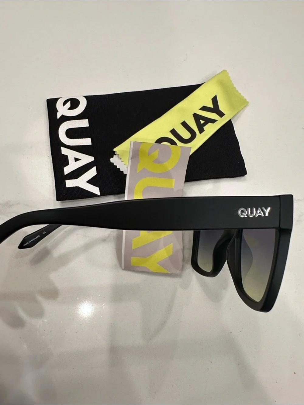 Quay Australia Matte Black Square Sunglasses with Gradient Lenses